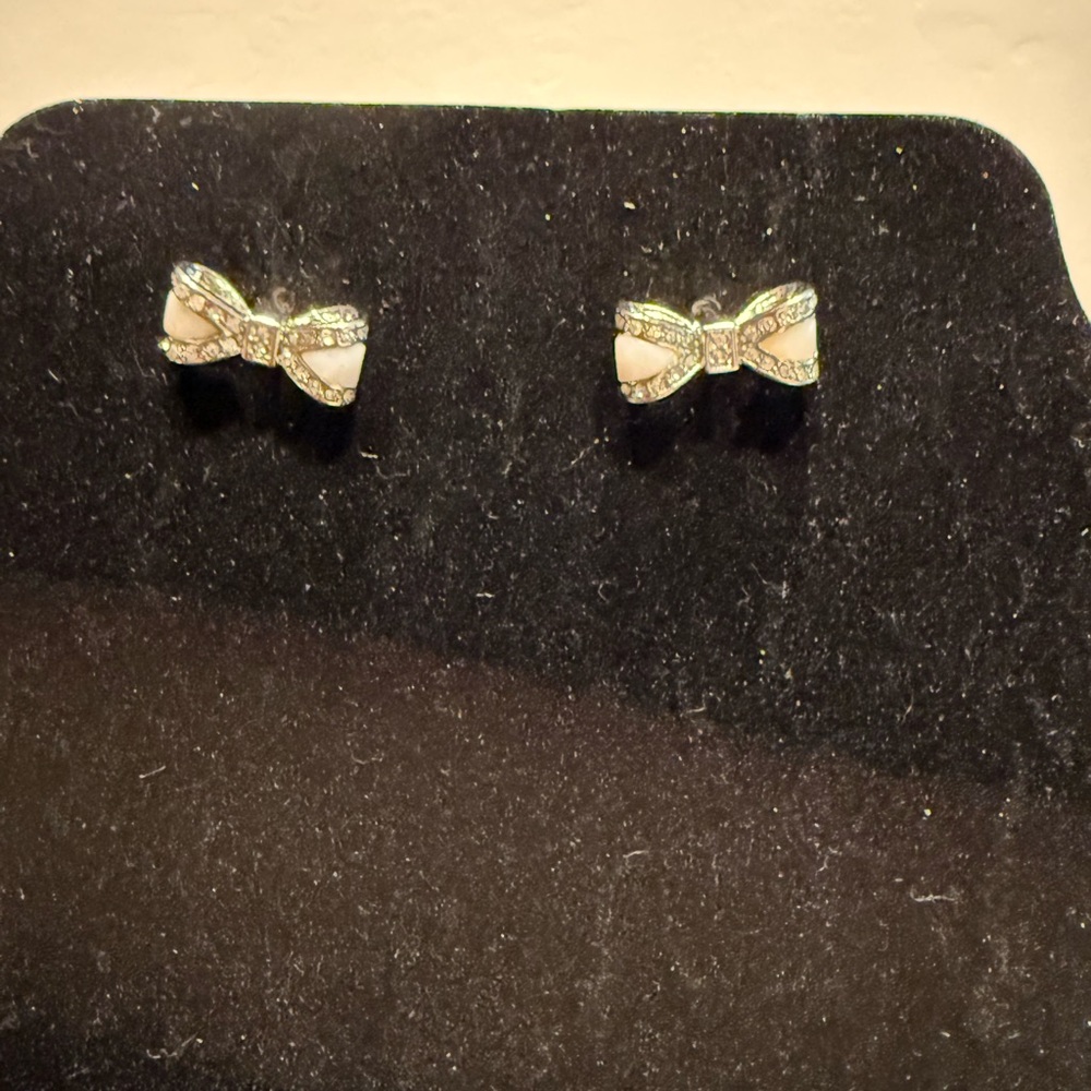 Park Lane “Lola” Silver and Cream Bow Earrings